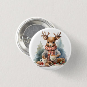 Badge Rond 2,50 Cm Bouton de conception vintage rustique de Noël