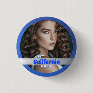 Badge Rond 2,50 Cm Bouton de Concours Reflet Bleu Royal