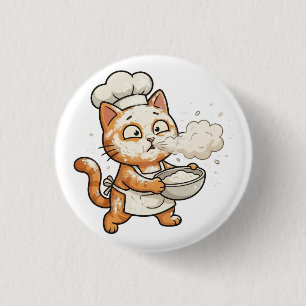 Badge Rond 2,50 Cm Bouton de cuisine chaude de chat chef mignon