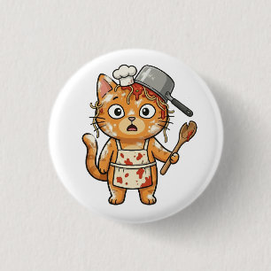 Badge Rond 2,50 Cm Bouton de cuisine de chat chef surpris
