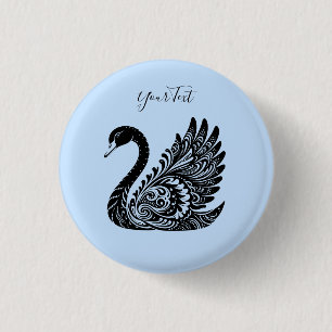 Badge Rond 2,50 Cm Bouton de cygne décoratif noir