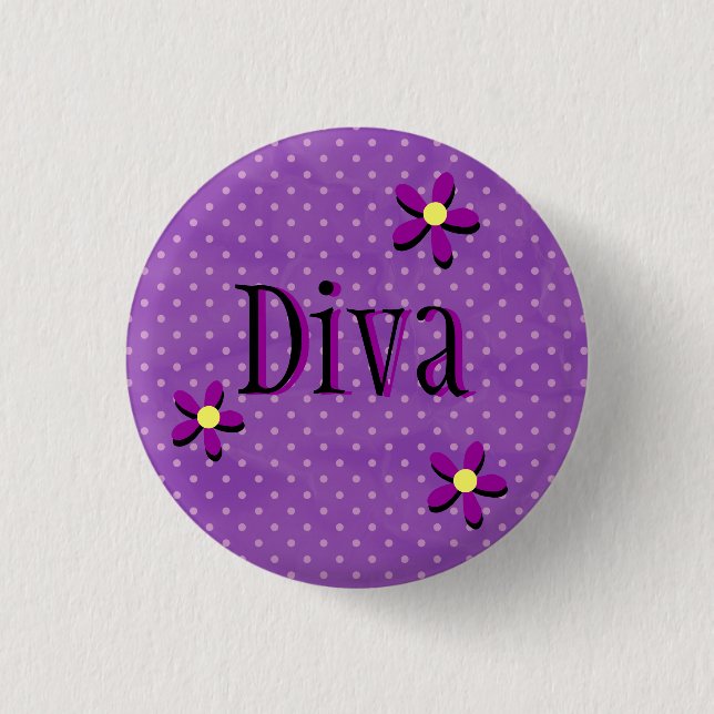 Badge Rond 2,50 Cm Bouton de diva de marguerite (Devant)