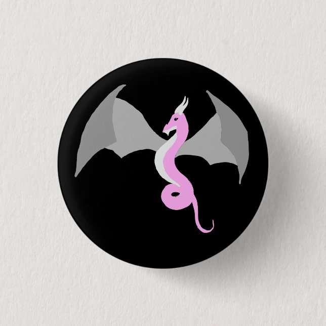 Badge Rond 2,50 Cm bouton de dragon de Demi-fille (Devant)