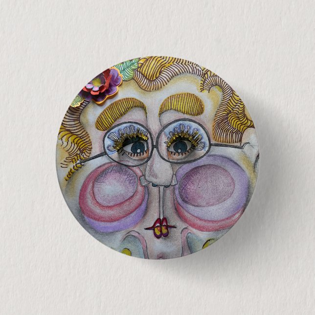 Badge Rond 2,50 Cm Bouton de face lunaire (Devant)