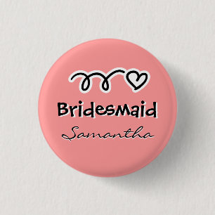 Badge Rond 2,50 Cm Bouton de femme de ménage rose corail nom perso