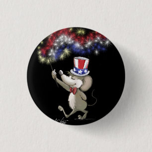 Badge Rond 2,50 Cm Bouton de fête de la nuit de Moe's Happy 4 juillet