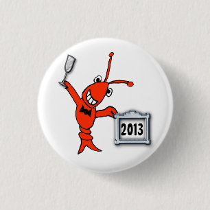 Badge Rond 2,50 Cm Bouton de fête de nouvelle année du homard 2013