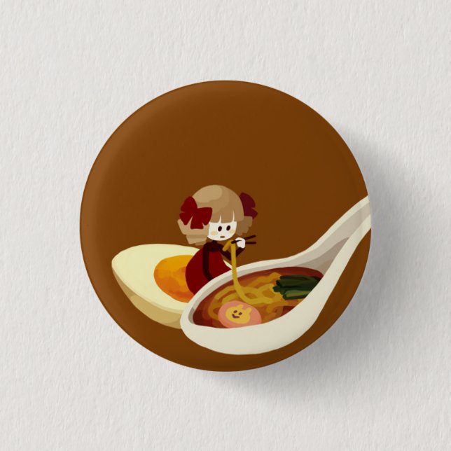 Badge Rond 2,50 Cm Bouton de fille de Ramen (Devant)