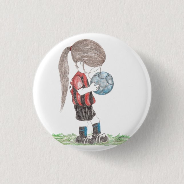 Badge Rond 2,50 Cm Bouton de fille du football (Devant)