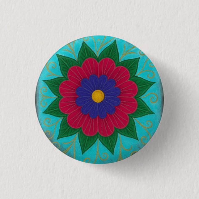 Badge Rond 2,50 Cm Bouton de fleur multicolore (Devant)