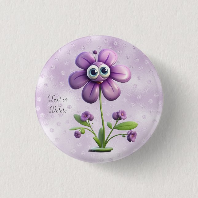 Badge Rond 2,50 Cm Bouton de fleurs violettes (Devant)
