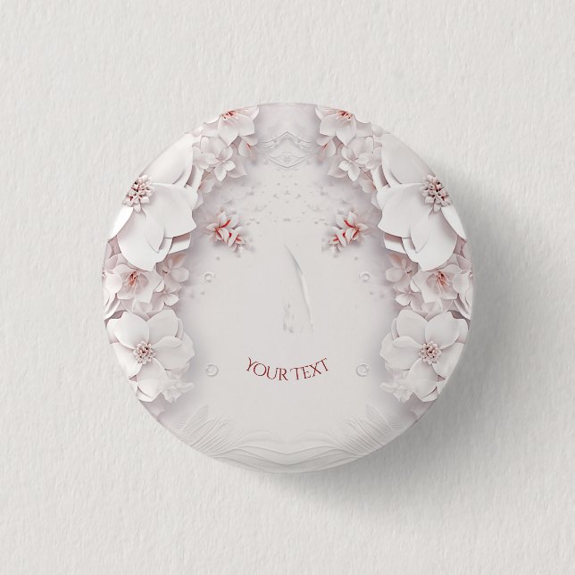 Badge Rond 2,50 Cm Bouton de floraison rose ivoire (Devant)