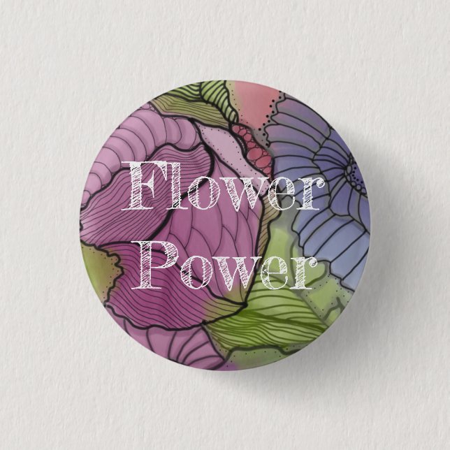 Badge Rond 2,50 Cm Bouton de flower power (Devant)