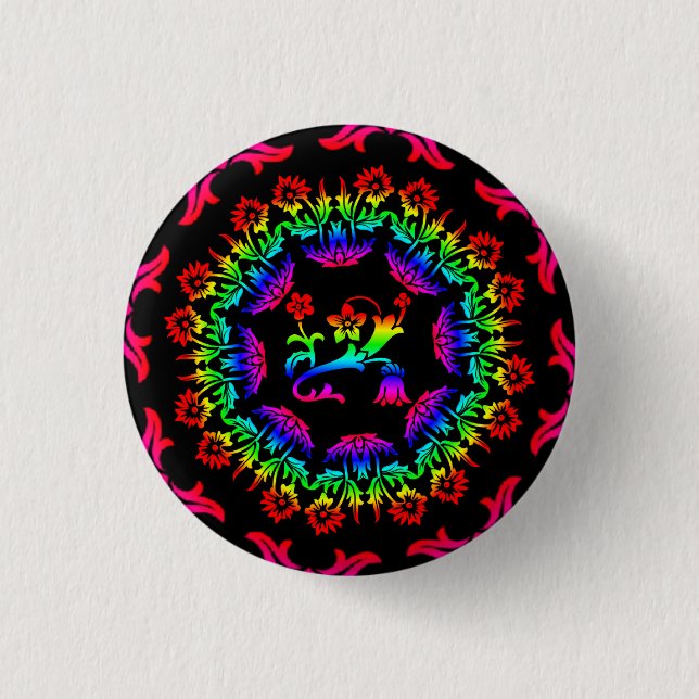 Badge Rond 2,50 Cm bouton de flower power (Devant)