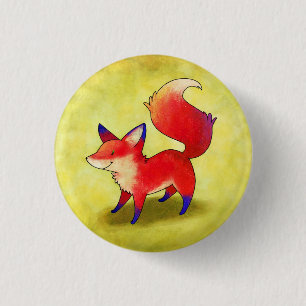 Badge Rond 2,50 Cm Bouton de Fox rouge