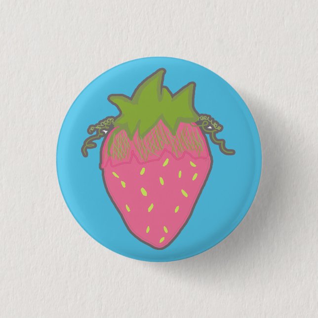 Badge Rond 2,50 Cm Bouton de fraise (Devant)