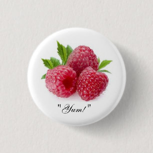 Badge Rond 2,50 Cm "Bouton de framboise ! "