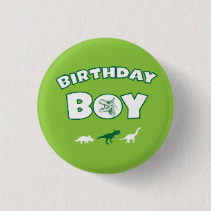 Badge Rond 2,50 Cm Bouton de garçon d'anniversaire de dinosaure