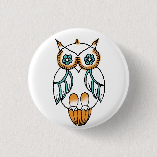 Badge Rond 2,50 Cm Bouton de hibou (Devant)