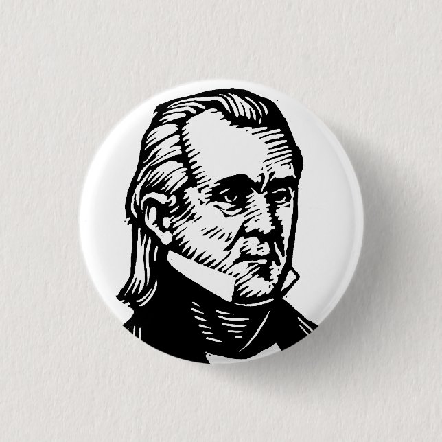 Badge Rond 2,50 Cm Bouton de James K Polk (Devant)