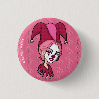 Badge Rond 2,50 Cm Bouton de Jester Ruban Rose (Petit)