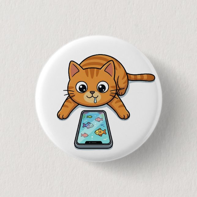 Badge Rond 2,50 Cm Bouton de jeu de poisson pour chat (Devant)