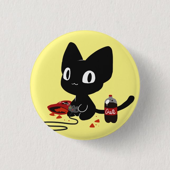 Badge Rond 2,50 Cm Bouton de Kitty de Gamer (Devant)