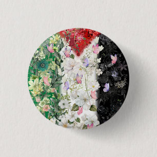 Badge Rond 2,50 Cm Bouton de la carte de la Palestine florale - Pales