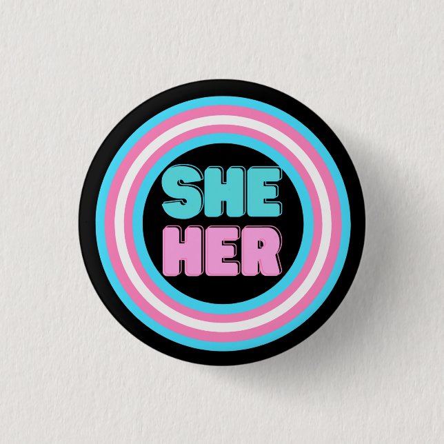 Badge Rond 2,50 Cm Bouton de la Fierté Trans Pronoun (Devant)