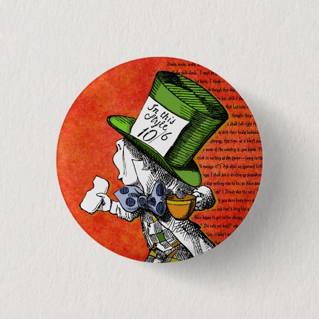 Badge Rond 2,50 Cm Bouton de la haine folle {Alice au pays des mervei (Devant)