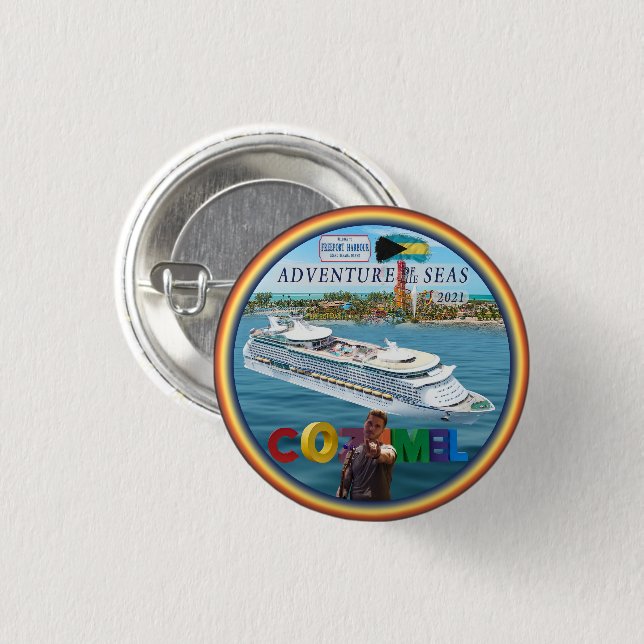 Badge Rond 2,50 Cm Bouton de la première broche arrière de croisière  (Devant & derrière)