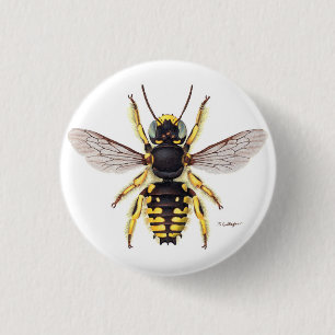 Badge Rond 2,50 Cm bouton de l'abeille de la laine