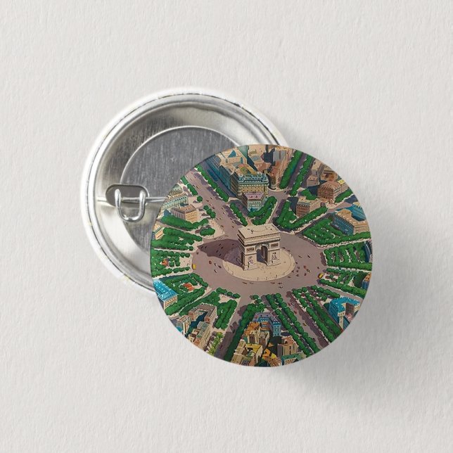 Badge Rond 2,50 Cm Bouton de l'Arc de Triomphe (Devant & derrière)