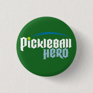 Badge Rond 2,50 Cm Bouton de logo "de héros de Pickleball" (vert)