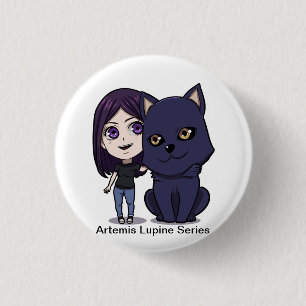 Badge Rond 2,50 Cm Bouton de loup d'Artemis - Ares et Artemis
