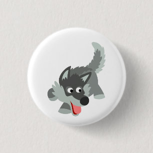 Badge Rond 2,50 Cm Bouton de loup de caricature Curieux