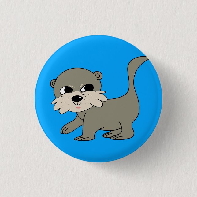 Badge Rond 2,50 Cm Bouton de loutre d'équipe - bleu (Devant)