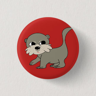 Badge Rond 2,50 Cm Bouton de loutre d'équipe - rouge