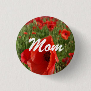 Badge Rond 2,50 Cm Bouton de maman de champ de pavot