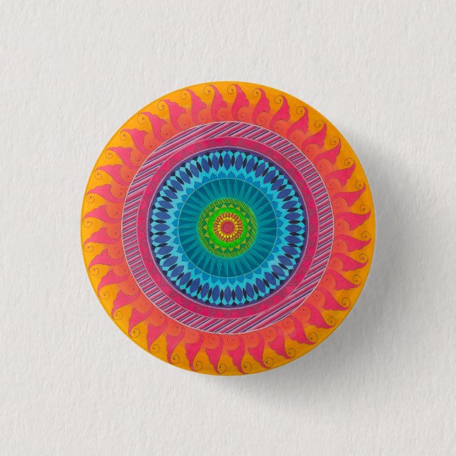 Badge Rond 2,50 Cm bouton de mandala d'esprit ouvert (Devant)