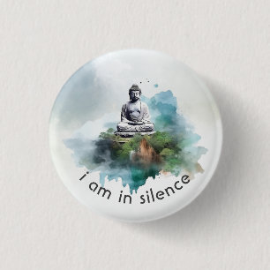 Badge Rond 2,50 Cm Bouton de méditation Bouddha en silence pour la re