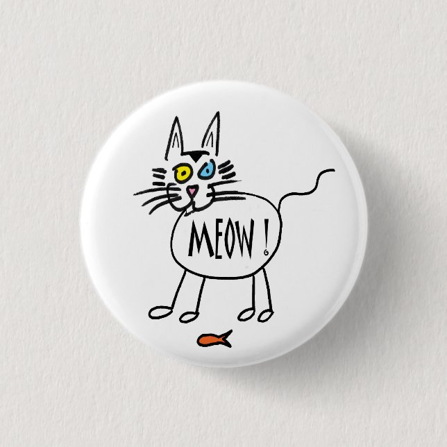 Badge Rond 2,50 Cm Bouton de Meow (Devant)