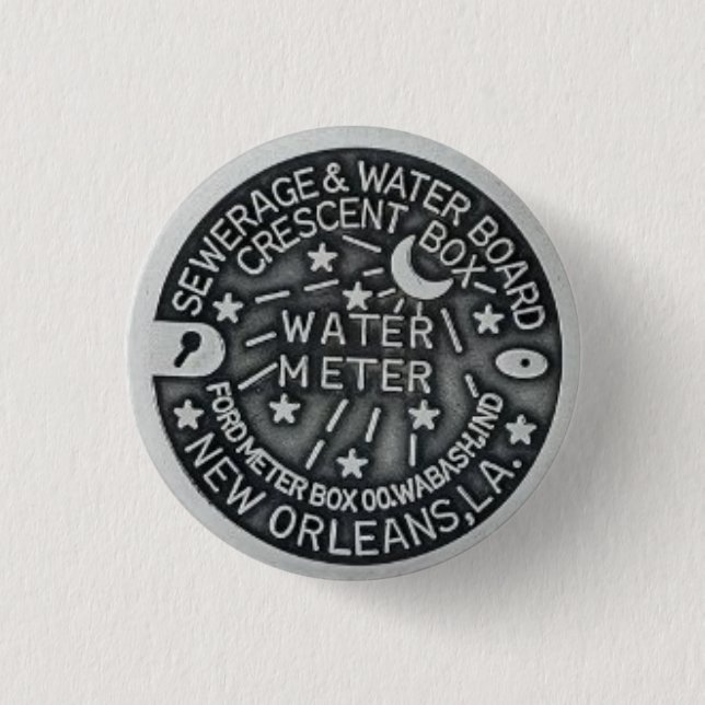 Badge Rond 2,50 Cm Bouton de mètre d'eau de la Nouvelle-Orléans (Devant)