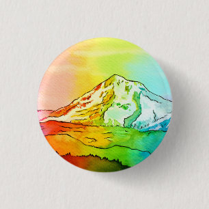 Badge Rond 2,50 Cm Bouton de montage de l'aquarelle arc-en-ciel