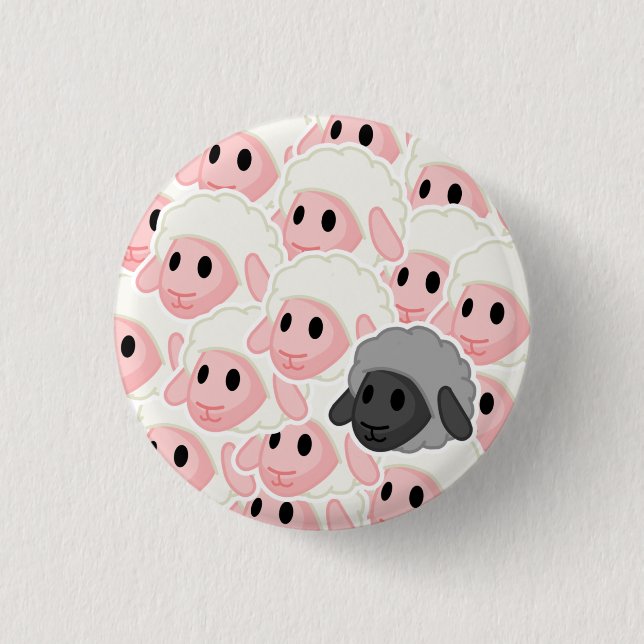 Badge Rond 2,50 Cm Bouton de moutons noirs (Devant)