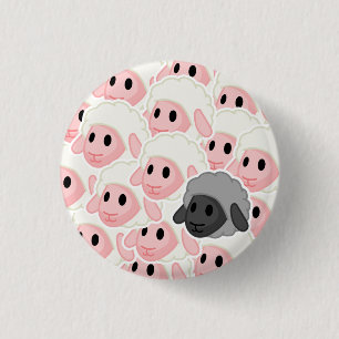 Badge Rond 2,50 Cm Bouton de moutons noirs