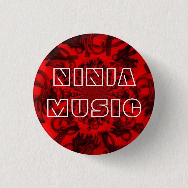 Badge Rond 2,50 Cm Bouton de musique Ninja rouge (Devant)