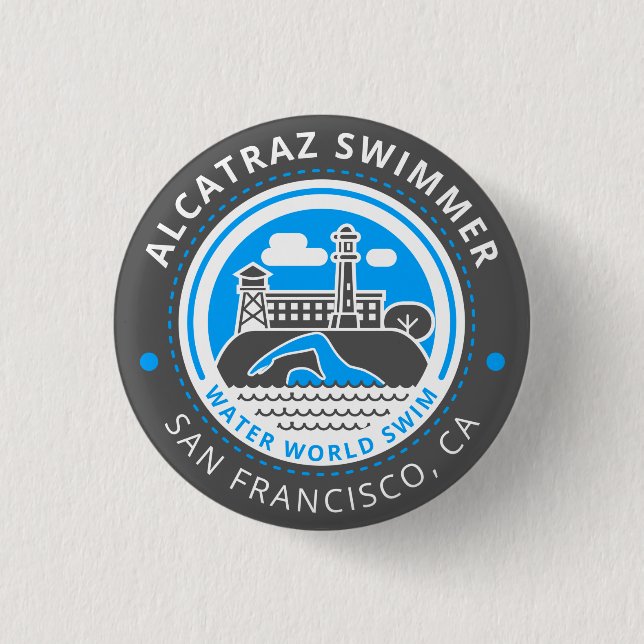 Badge Rond 2,50 Cm Bouton de nageur d'Alcatraz (Devant)
