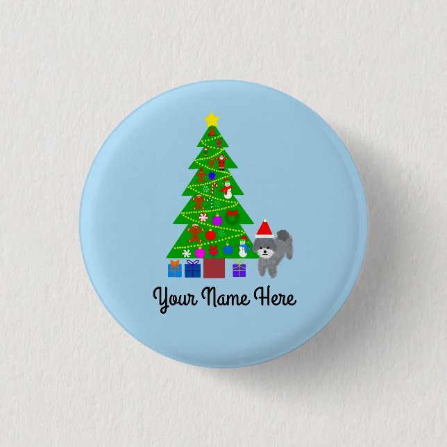 Badge Rond 2,50 Cm Bouton de Noël #5 de canicule gris (Devant)