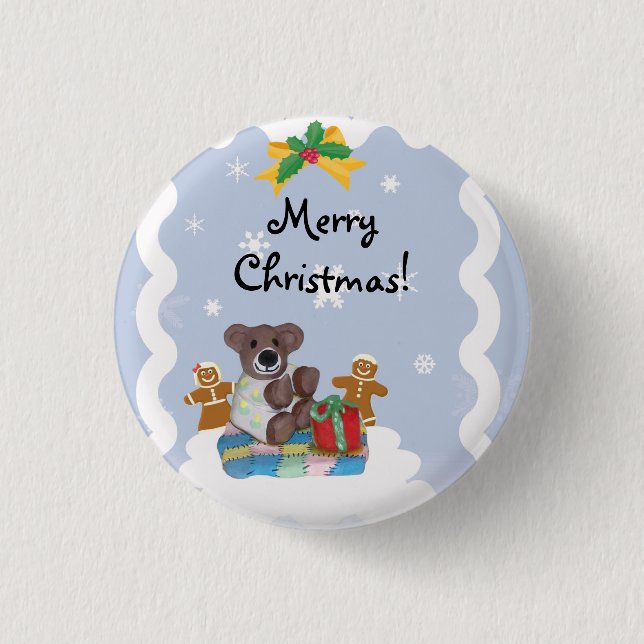 Badge Rond 2,50 Cm Bouton de Noël de Little Bear (Devant)